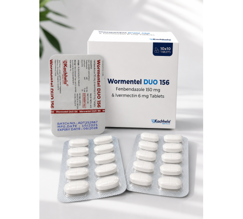 WORMENTEL Duo-156 (Фенбендазол 150мг + Ивермектин 6мг) 10 таблеток