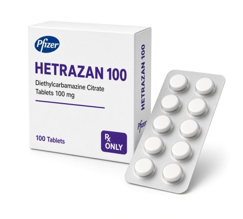 Диэтилкарбамазин 100 мг Hetrazan-100, 30 таблеток